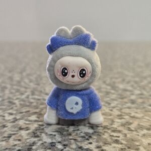 🍒🍒 Cute Fuzzy Blue and Gray Mini Labubu Figurine